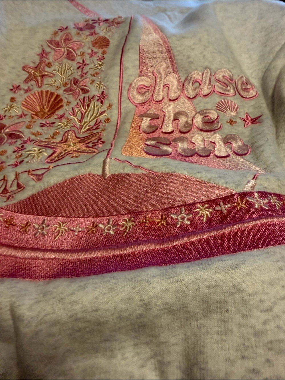Pink Palm Puff Hoodie - Bold Coral Print - Picture 11 of 12